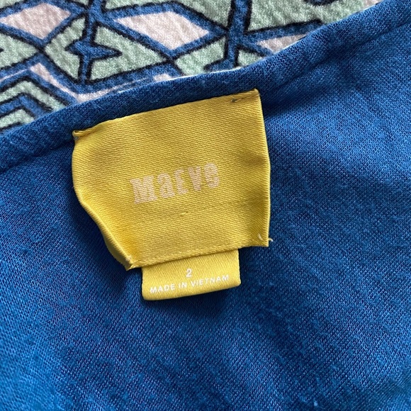 Maeve Anthropologie Double V Fit Flare Green Textured Geometric Women’s Dress 2 - Picture 6 of 8